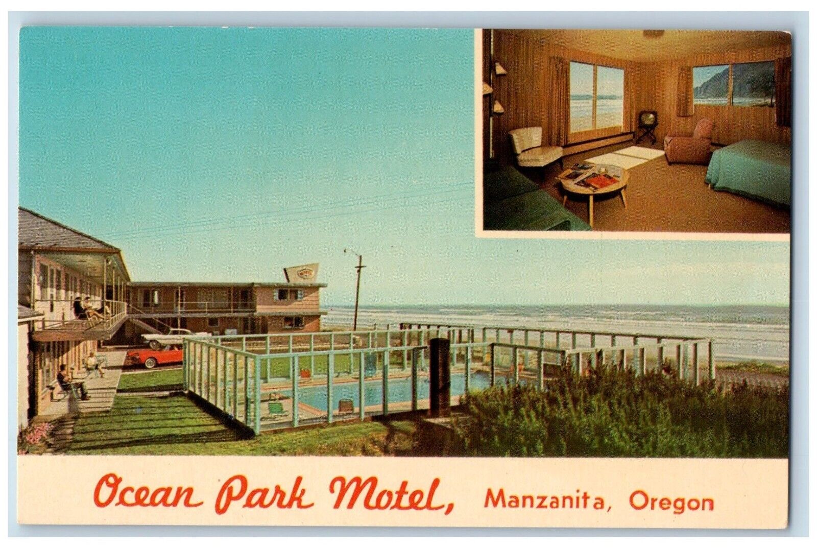 Manzanita Oregon Postcard Ocean Park Motel Exterior View c1960 Vintage Antique