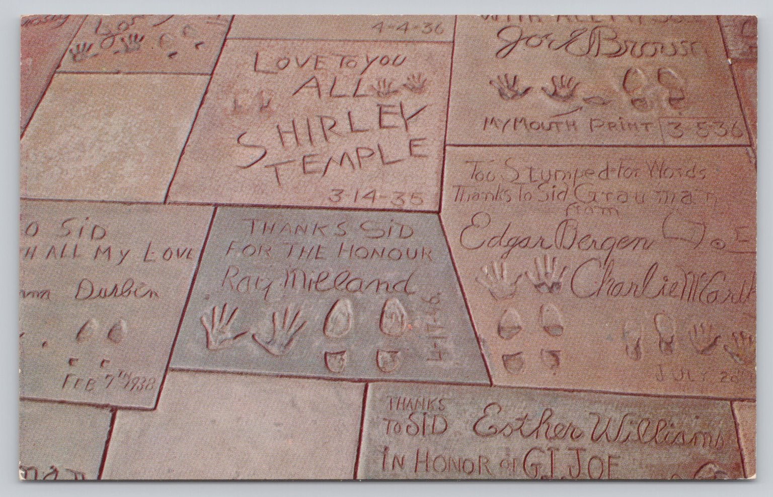 Vintage Grauman\'s Chinese Theatre Footprints of the Stars Postcard