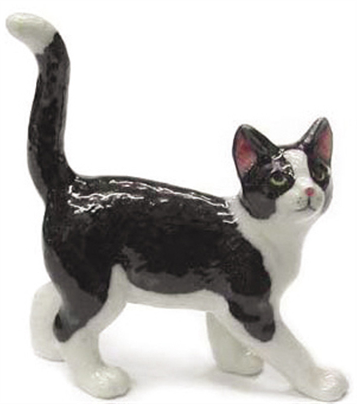 ➸ NORTHERN ROSE Cat Miniature Figurine Black and White Cat Kitten ➸ NORTHERN ROSE Cat Miniature Figurine Black and White Cat Kitten