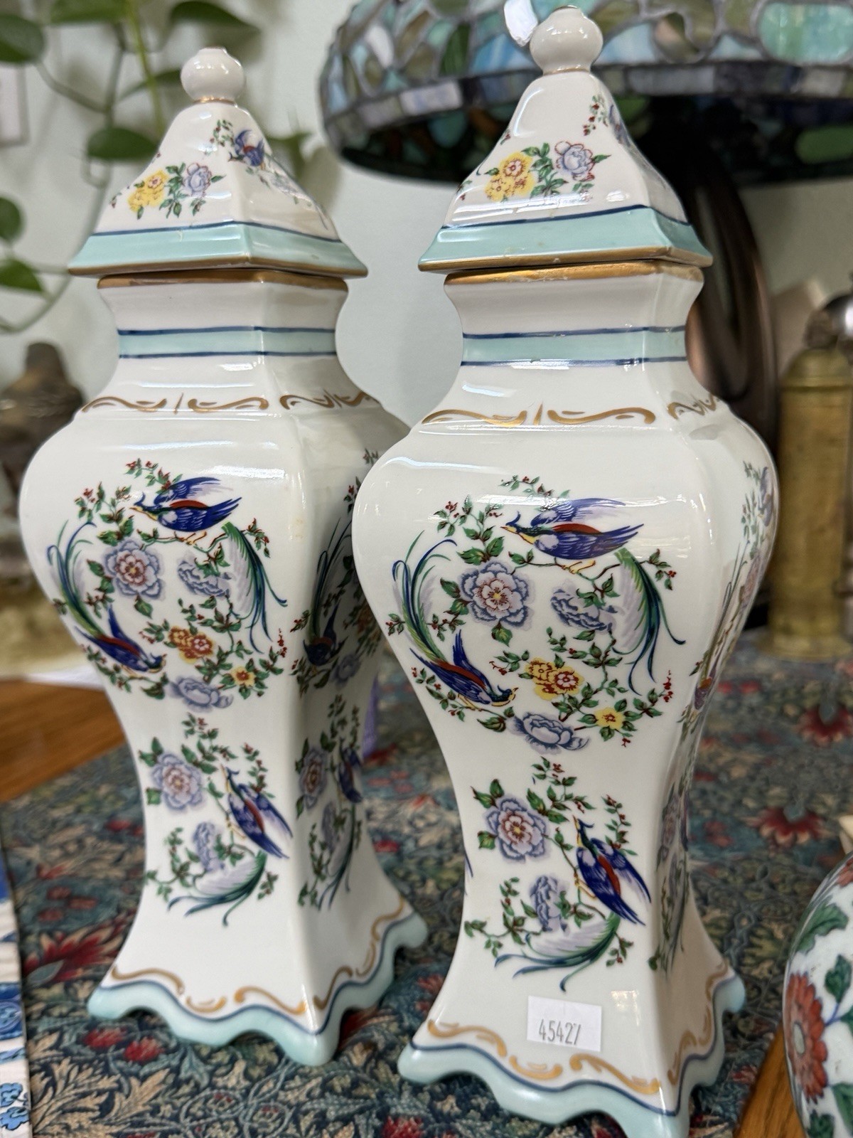Pair Vintage Mitterteich Bavaria Porcelain Lidded Jars 12