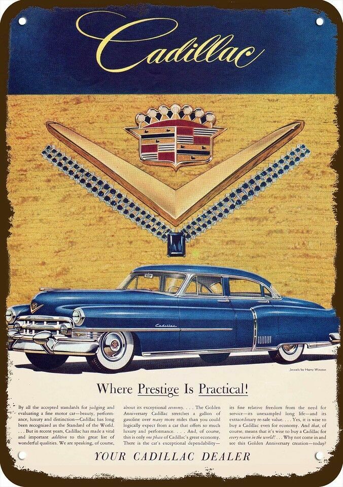1952 CADILLAC Golden Anniversary Car Vintage-Look DECORATIVE REPLICA METAL SIGN