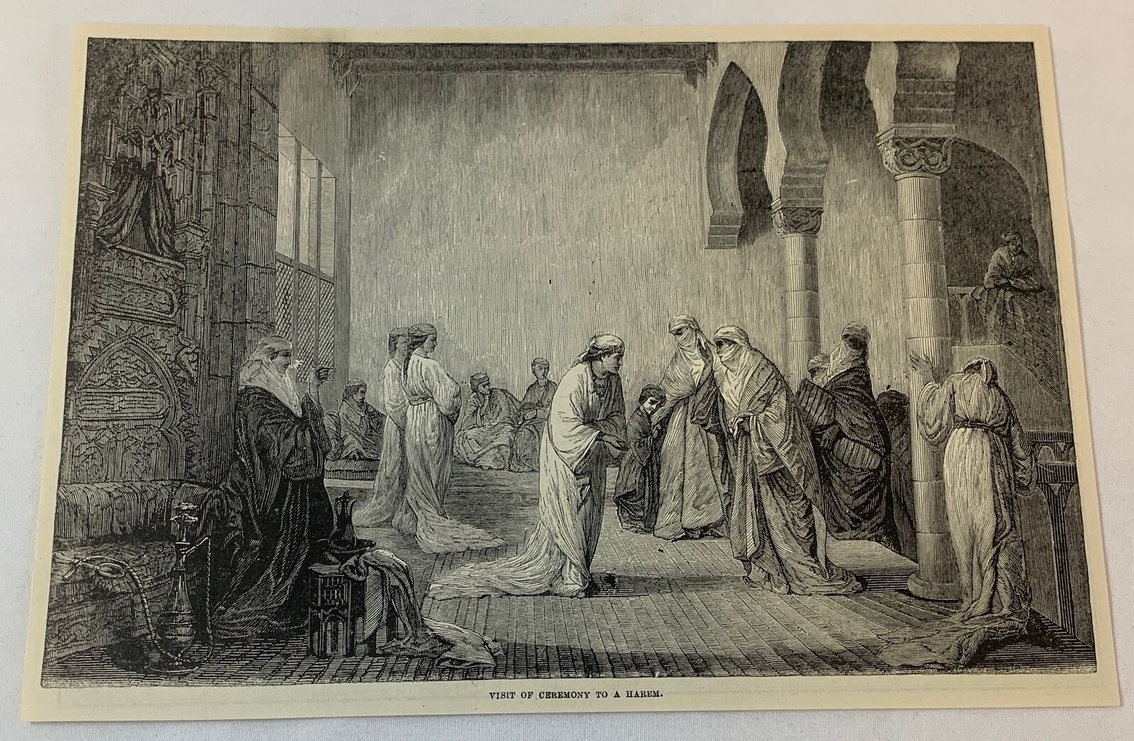 1876 magazine engraving ~ VISIT OF CEREMONY TO A HAREM