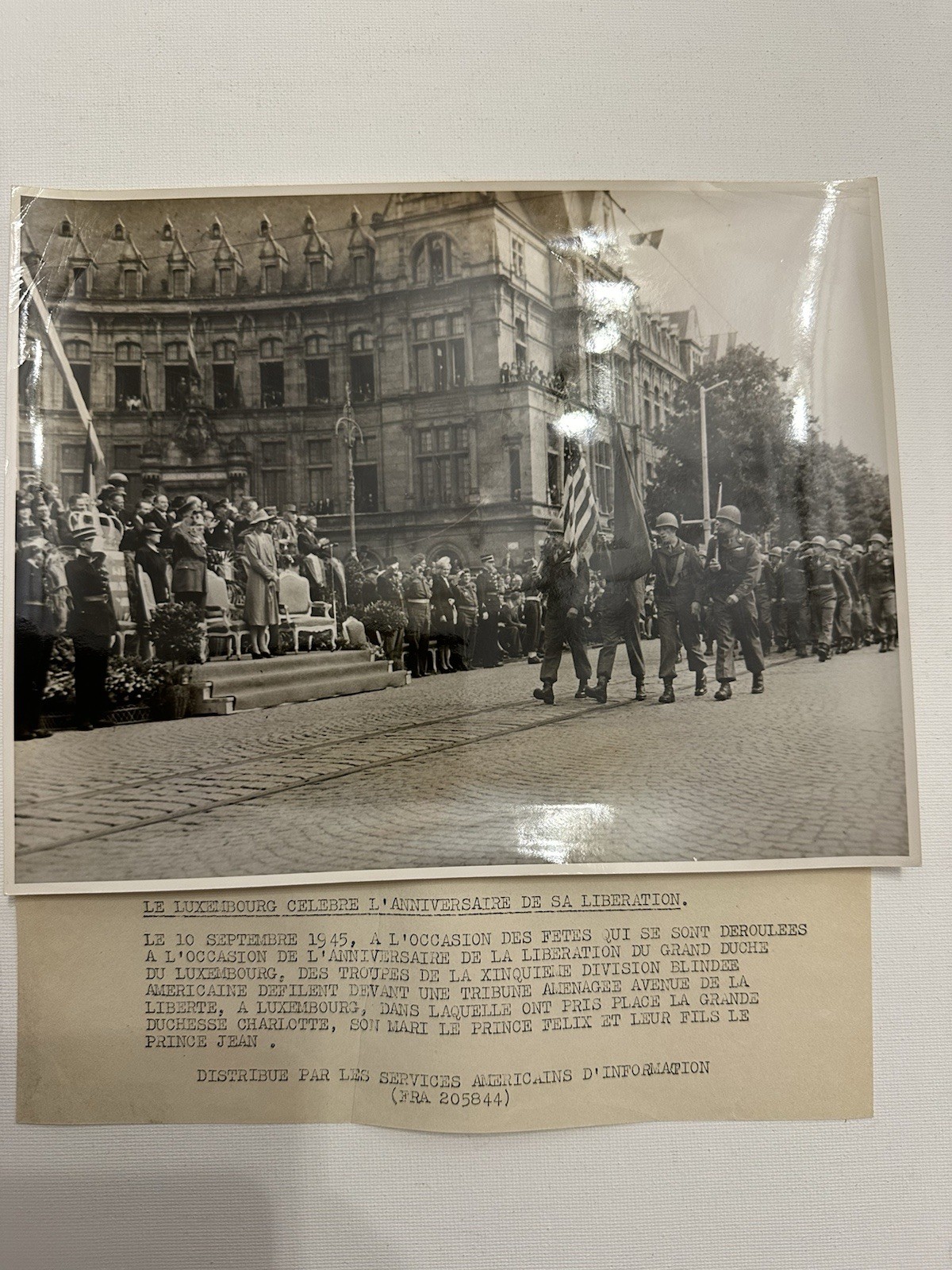 Luxembourg Liberation 1945 Press Photo Grand Duchess Charlotte Prince Jean WWII