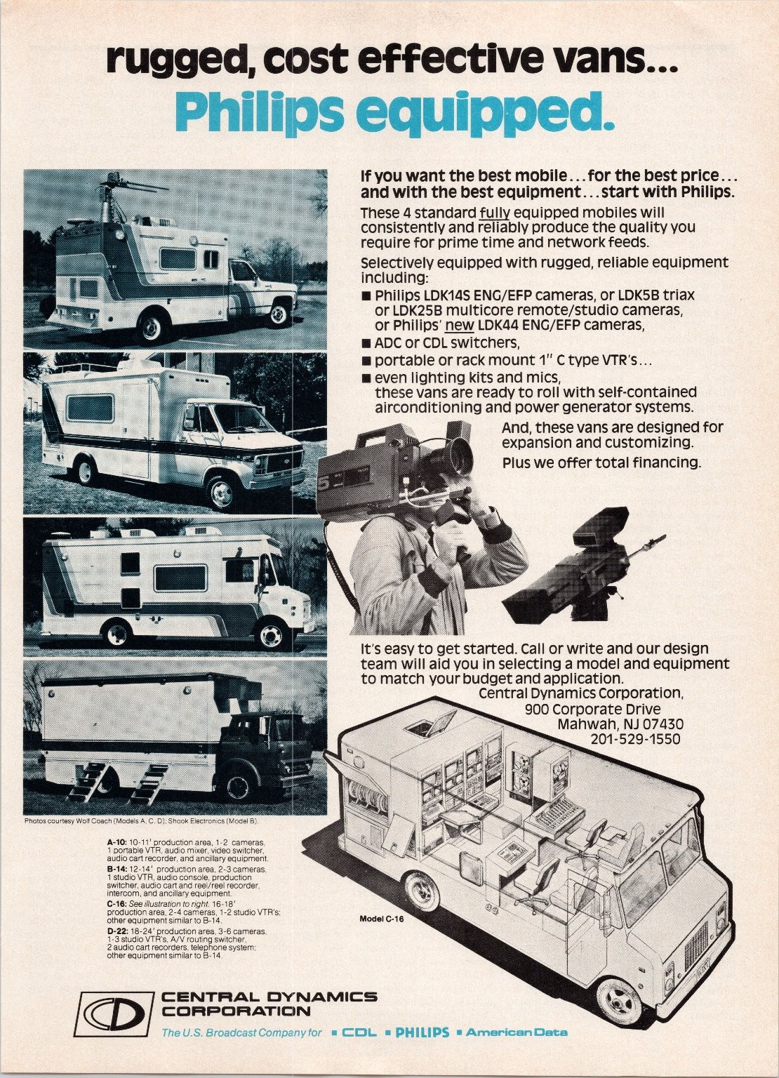 Central Dynamics Philips 1981 Print Ad Rugged Cost Effective Vans Broadcasting