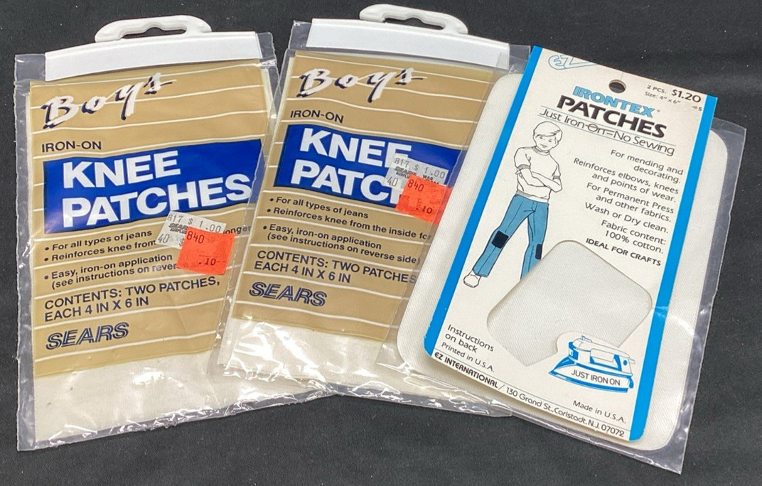Vtg Iron-on Knee Patches 4x6 Sears Irontex, Qty 3, ships free Vtg Iron-on Knee Patches 4x6 Sears Irontex, Qty 3, ships free