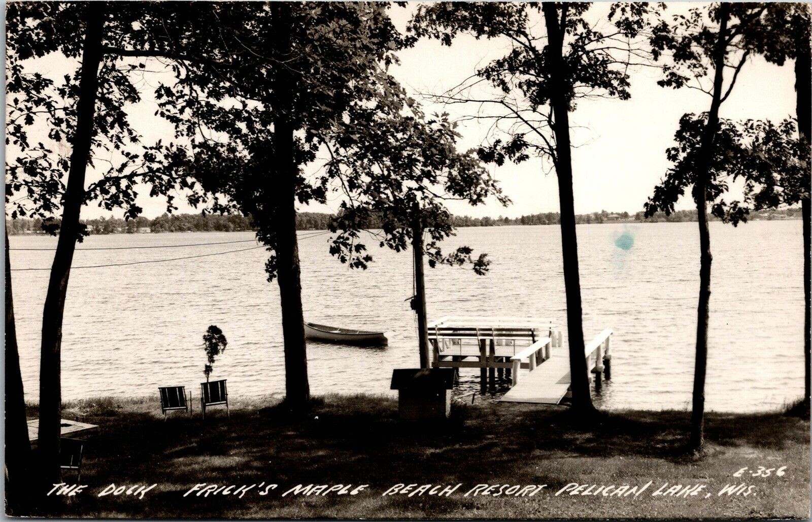 Vtg Pelican Lake Wisconsin WI The Dock Frick\'s Maple Beach Resort RPPC Postcard