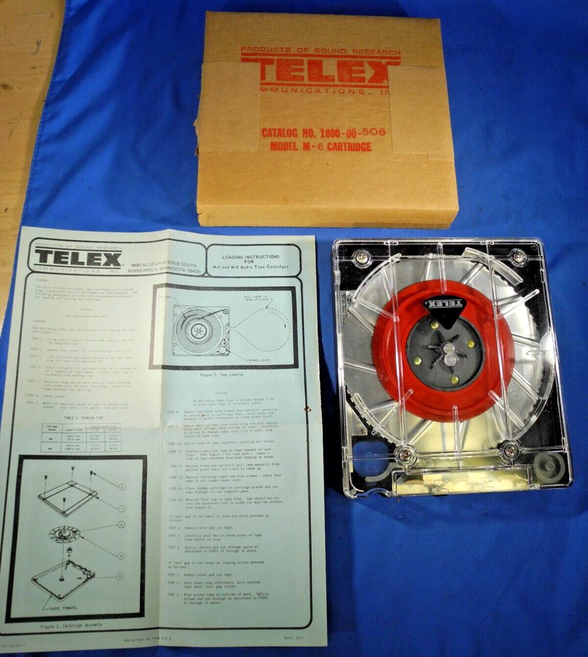 NEW RARE Vintage Empty Audio Telex M-6 Cartridge in box w/ instructions