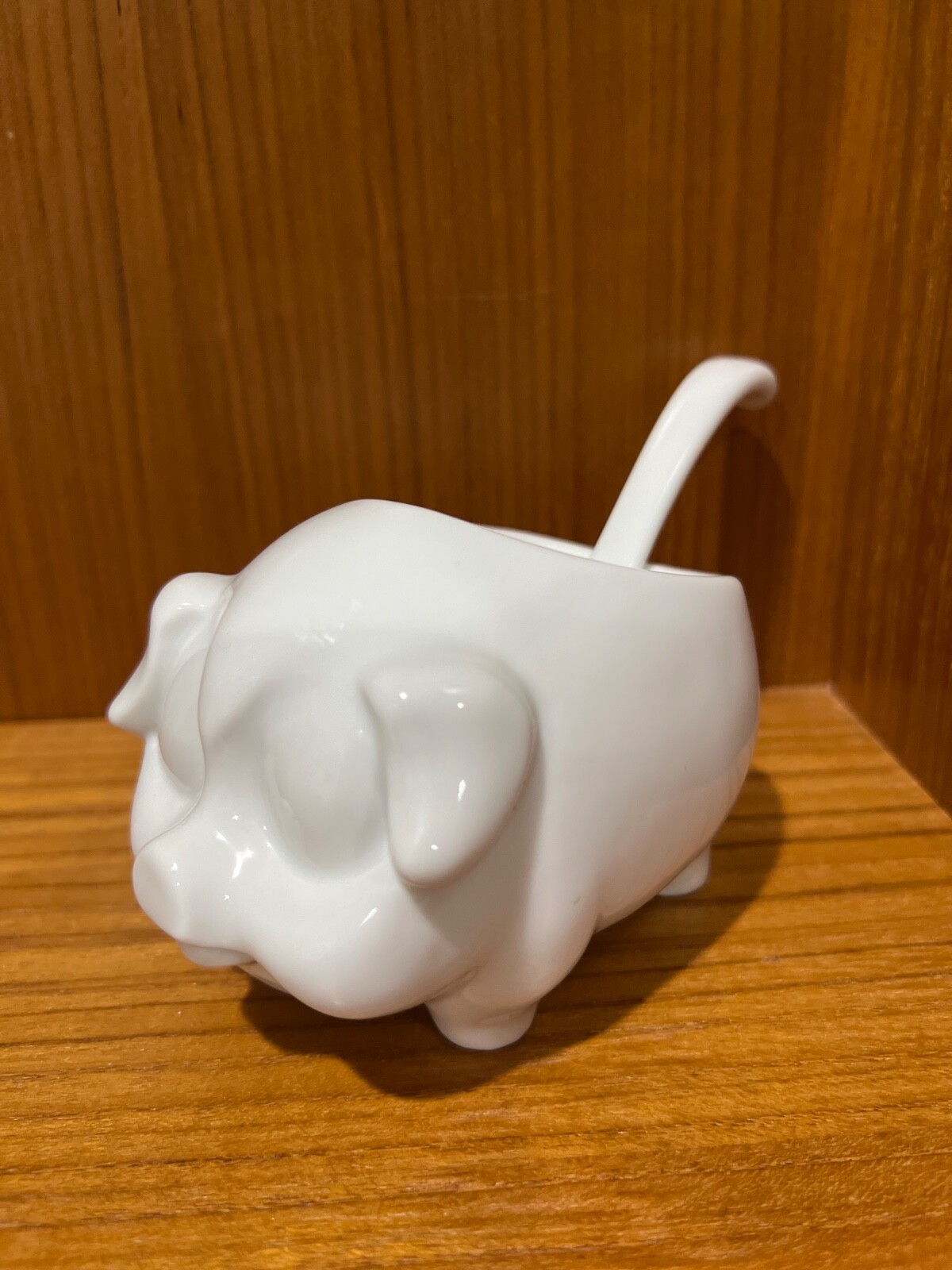 Schmid Folio Pig Bowl Spoon Trinket Condiment White Porcelain Figurine Ceramic