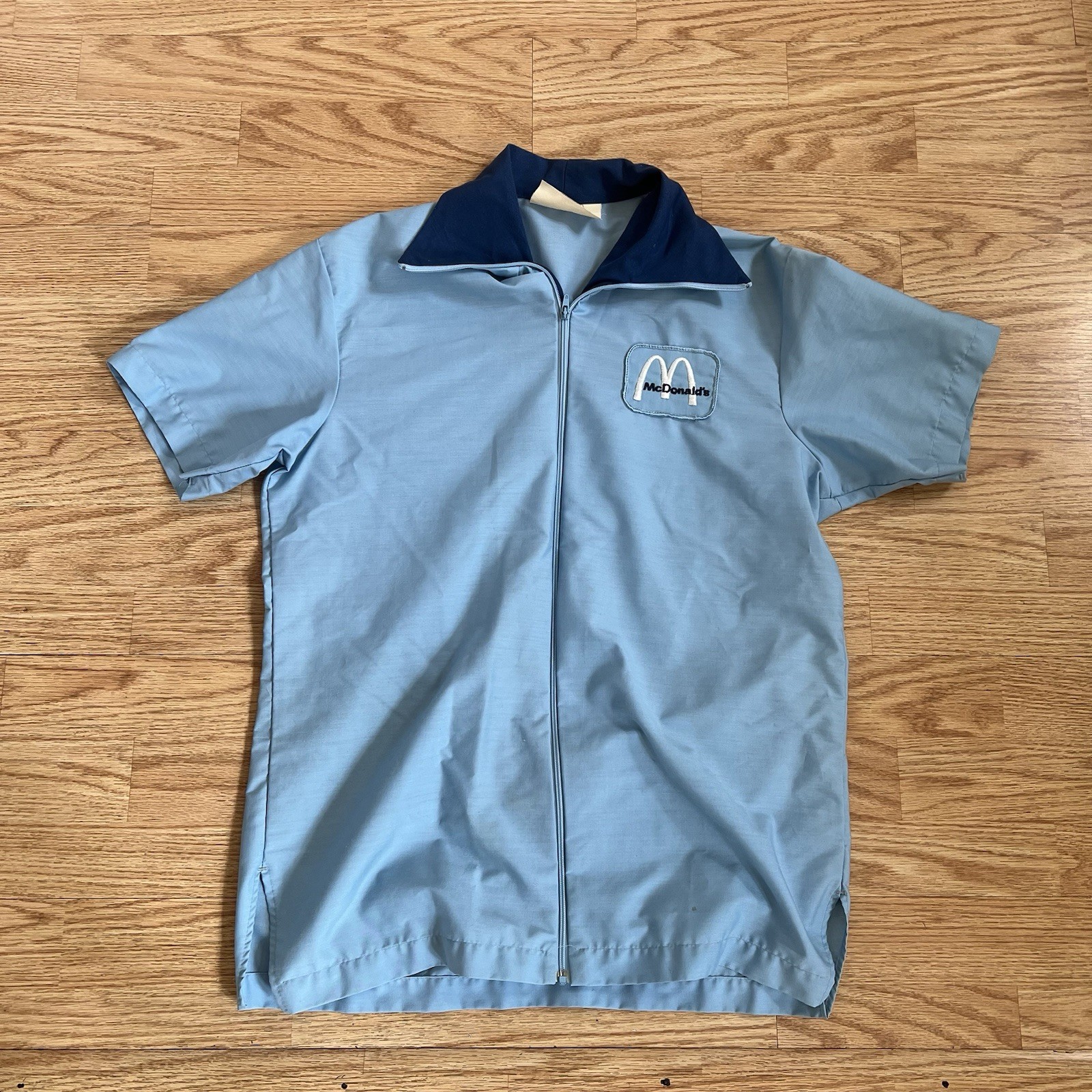 Vintage 60s 70s McDonald\'s Employee Full Zip Uniform Top Shirt S/M
