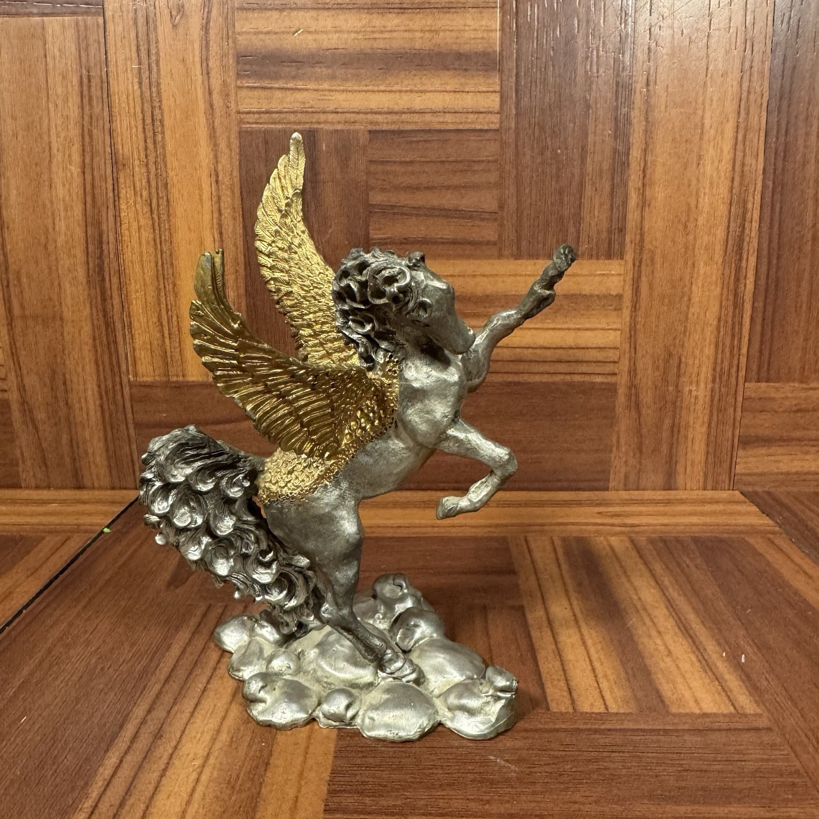 Pewter Unicorn Pegasus Large Heavy Gold Wings 1993 Stunning Beautiful Quality