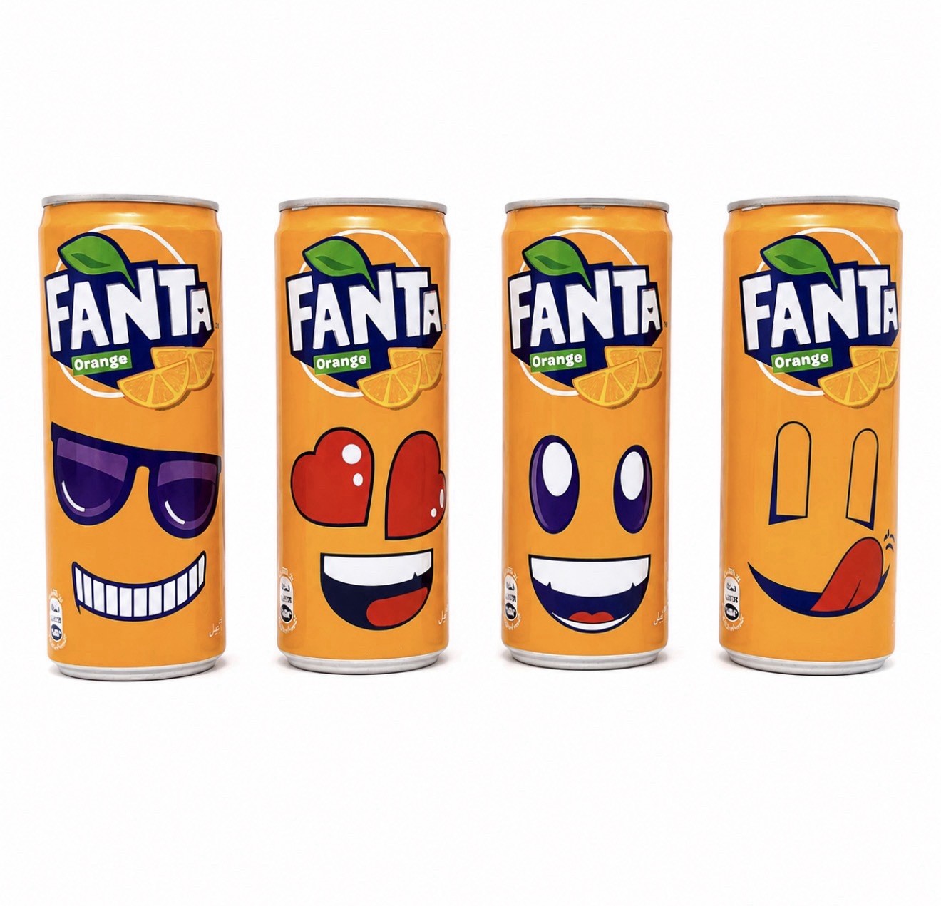 4 Empty Cans Fanta Orange Cool Faces Set 300ml Egypt 2022 Discontinued HTF 4 Empty Cans Fanta Orange Cool Faces Set 300ml Egypt 2022 Discontinued HTF