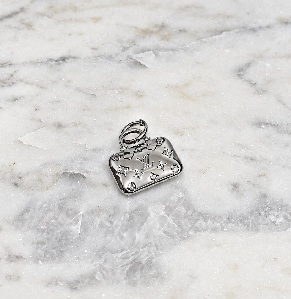 Designer Silver L V Bag Zipperpull | set of 1 STAMPED
