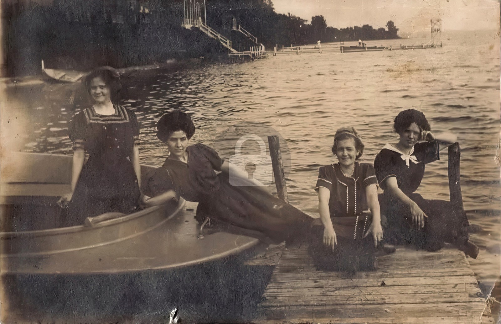 Bathing Beauties LAKE WAWASEE Indiana 1909 RPPC Photo Postcard COPY
