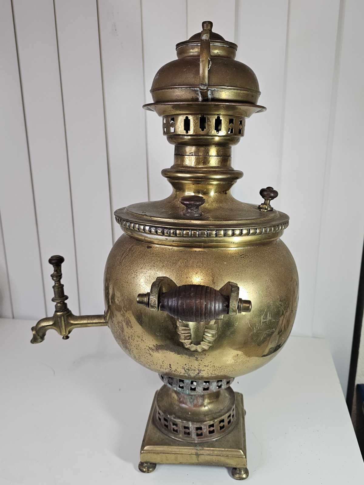 Antique Imperial Russian Batashev Tula Brass Samovar w/ Teapot c.1885-1915