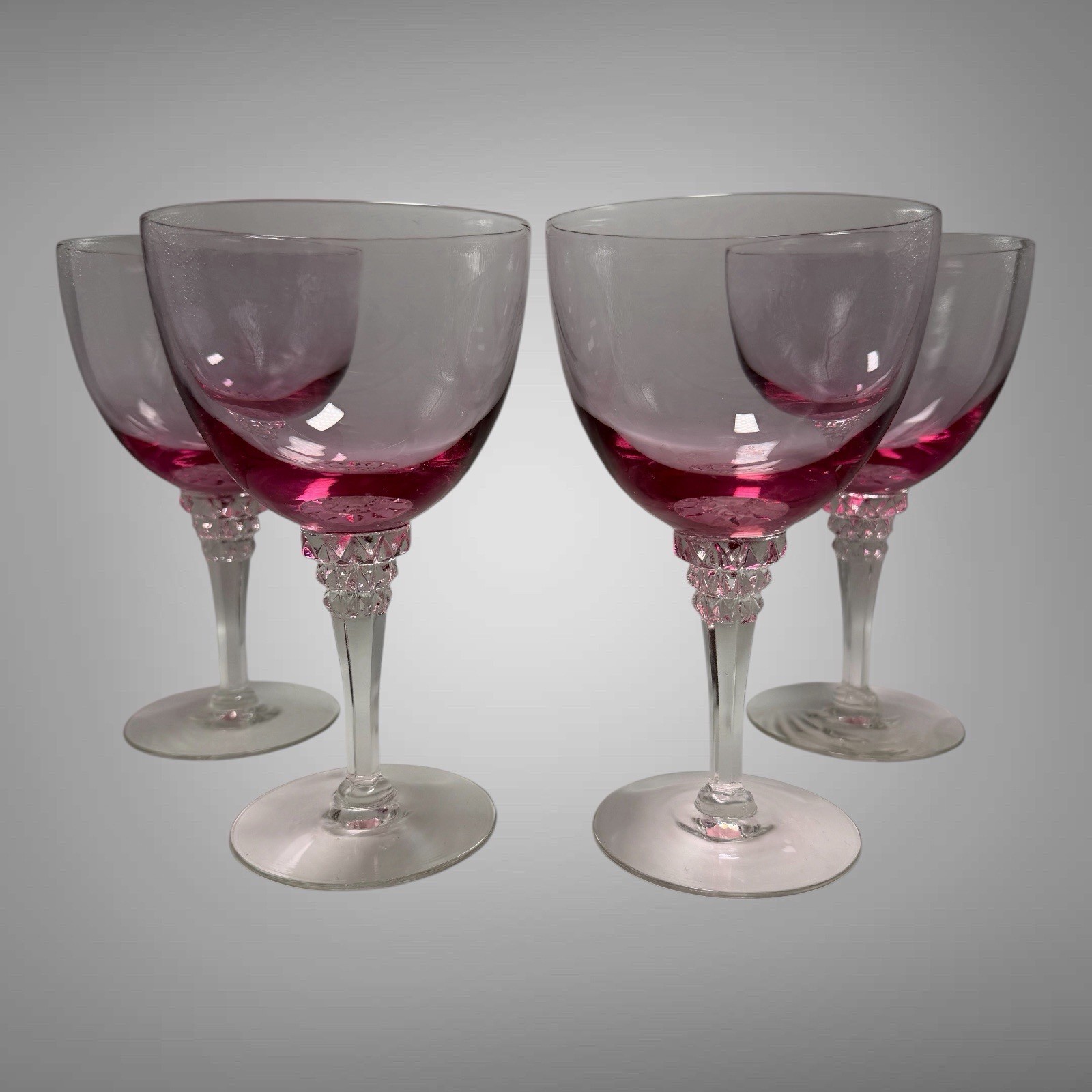 4 Discontinued Tiffin Franciscan Wistaria Pink Crystal Water Goblets 1950-1967