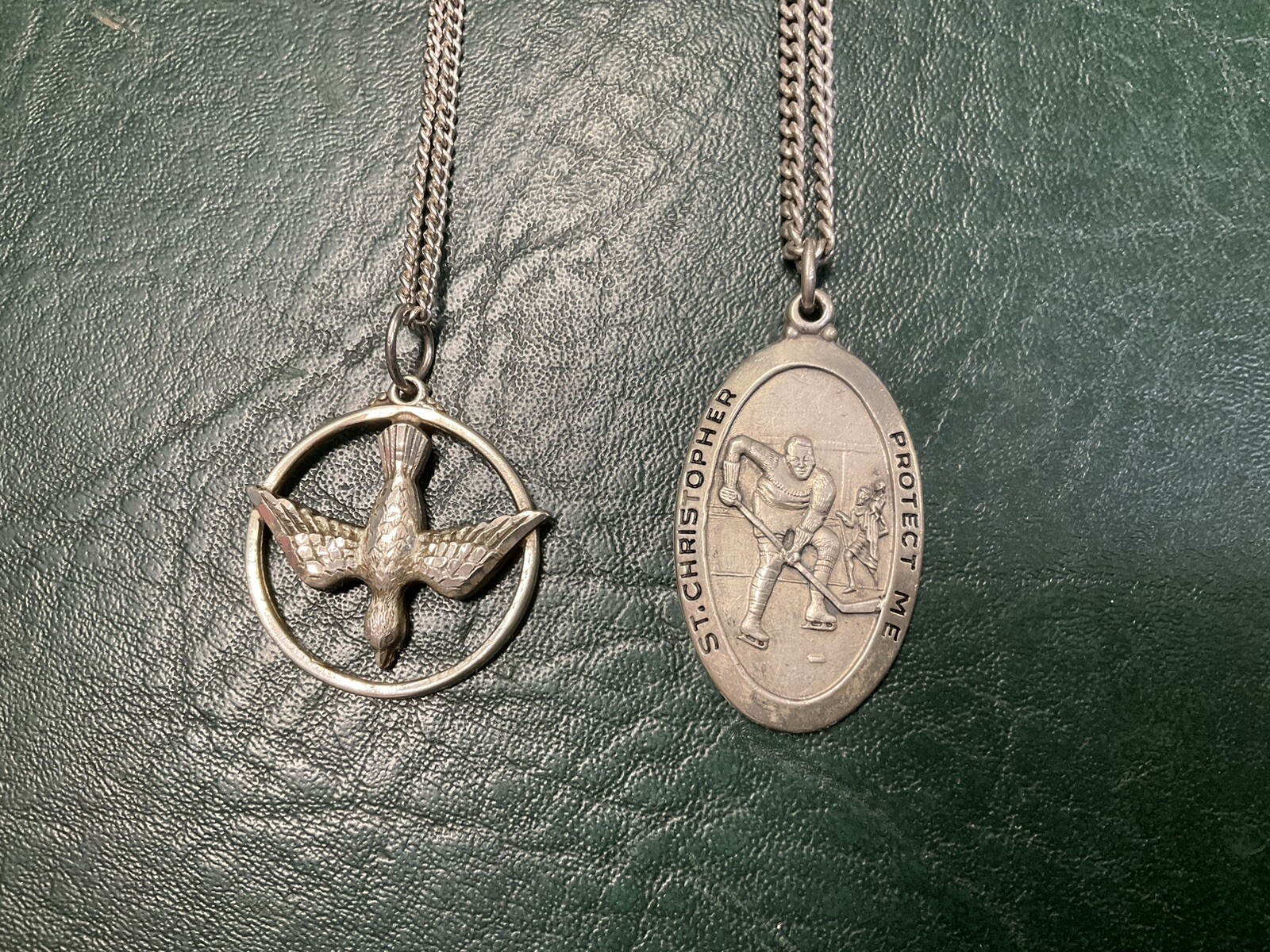 Two CREED Sterling Silver Religious Medals Pendants w/ Chains ~ 39.1 g