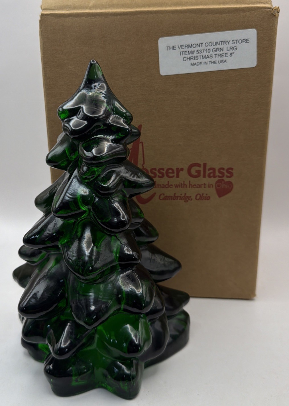 Mosser Glass Christmas Holiday Tree 8” Hunter Green Vintage