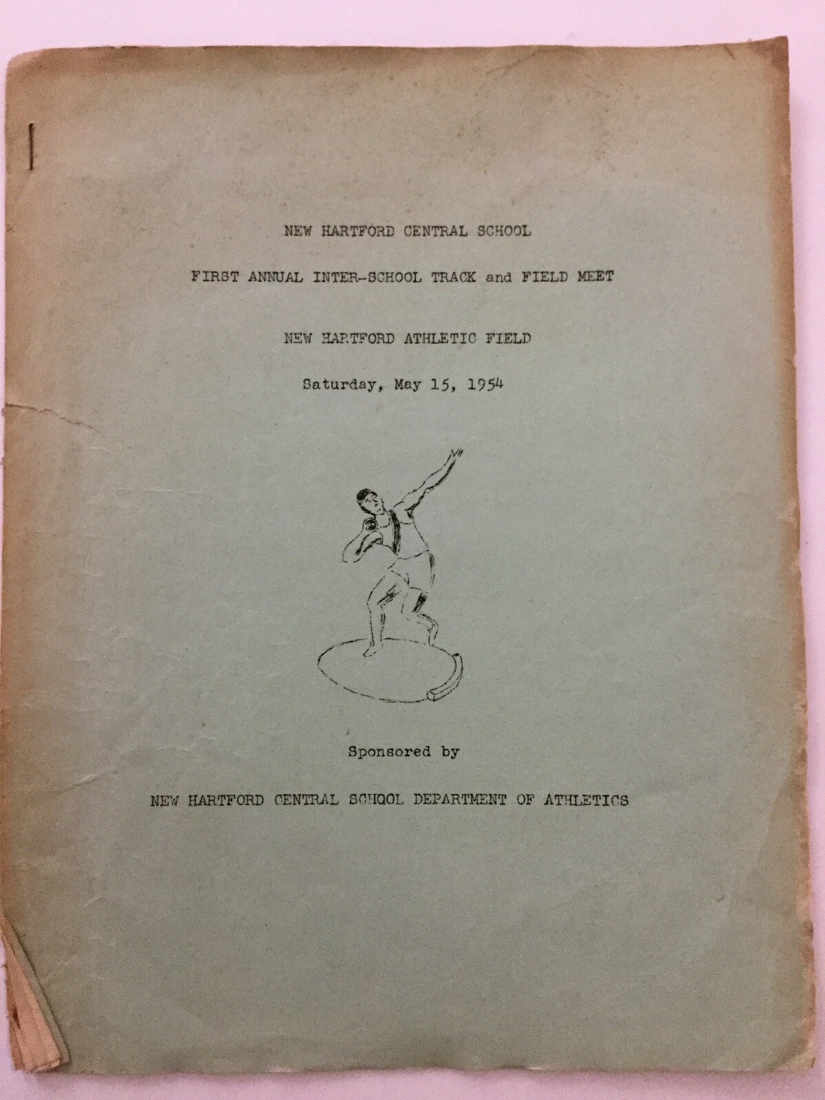 Vintage 1954 New Hartford, Central School  Inter School Track And Field Book