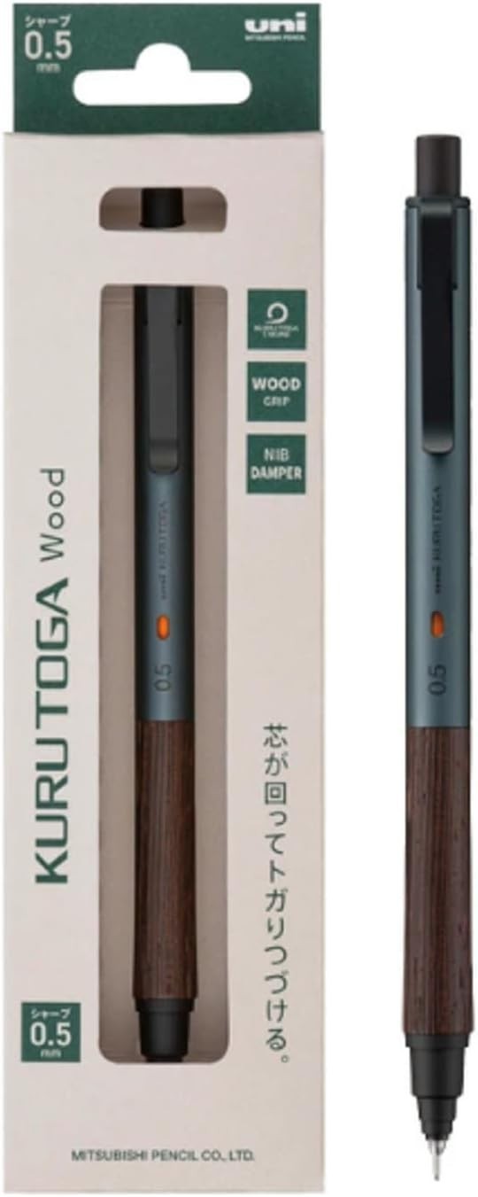 Mitsubishi Uni Kuru Toga Wood Premium Mechanical Pencil Steel Gray 0.5mm Japan