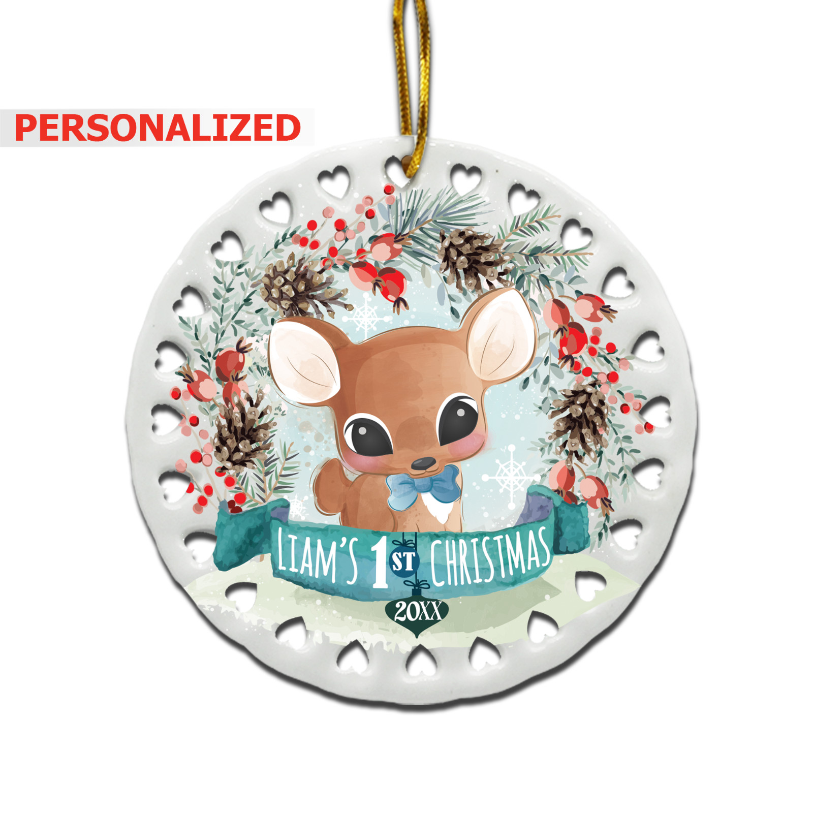 Personalized-Baby Boy's First Christmas Ornament -Decoration Ornament 