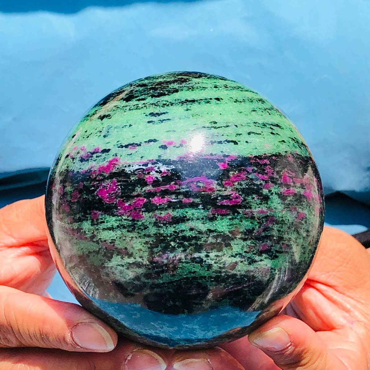 2 pieces 5.56LB Natural Red and Green Treasure Ball Quartz Crystal Healing 5170