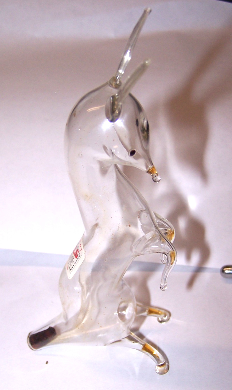 Vintage Bols Rynbenade Blown Glass Liquor Bottle Kangaroo Figurine Empty