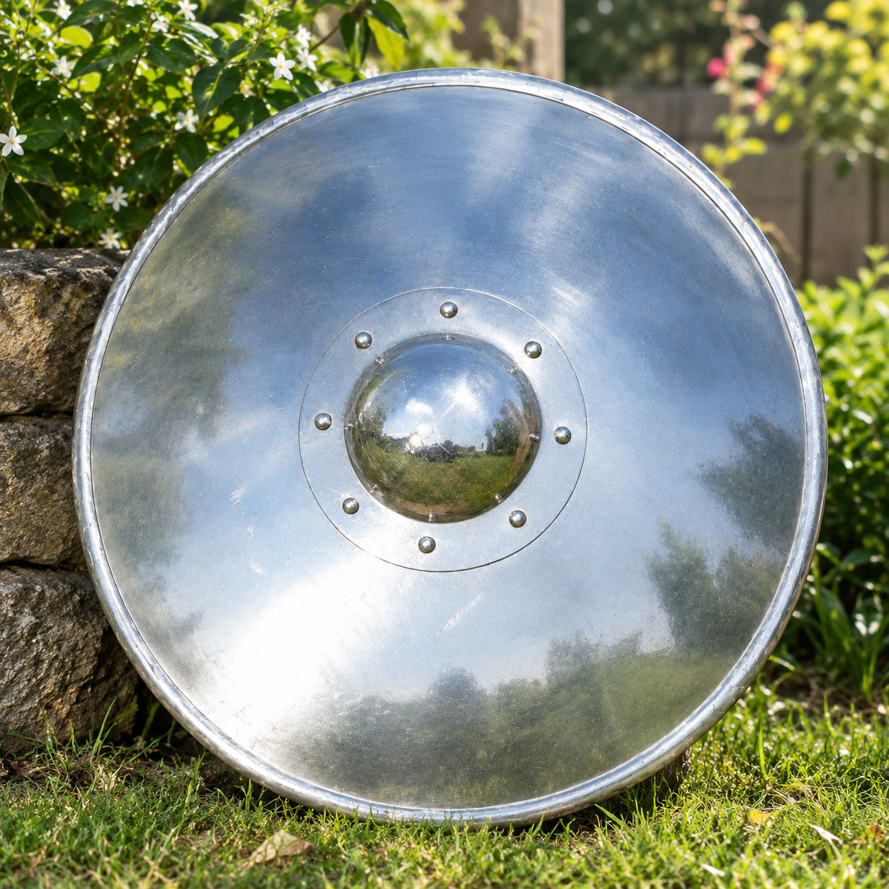 Round Metal Buckler Shield Medieval Viking Armor Replica Wall Décor Gift