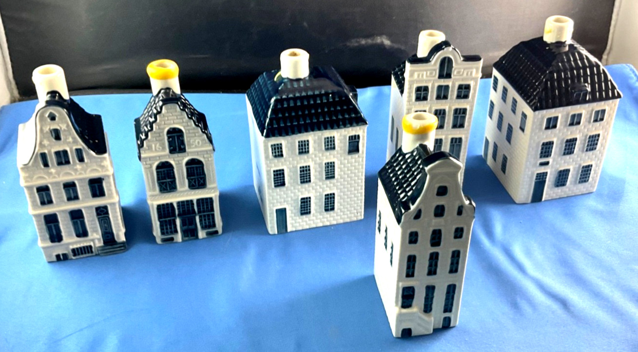 VTG Blue Delft's KLM Holland Houses Lot Of 6, #s 15 38, 40, 55 X 2, 67, Empty VTG Blue Delft's KLM Holland Houses Lot Of 6, #s 15 38, 40, 55 X 2, 67, Empty