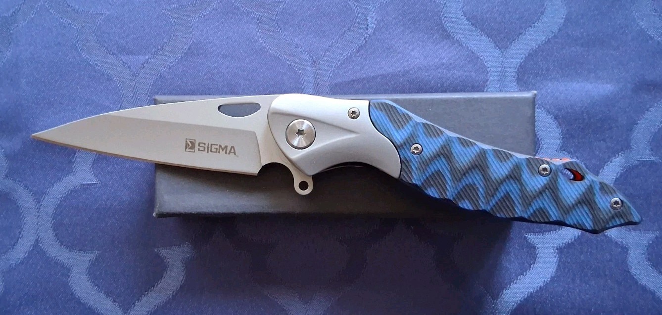 *NEW* 🔥 SIGMA Flipper Folding Knife w/Stainless Steel Blade & Blue G10 Handle 