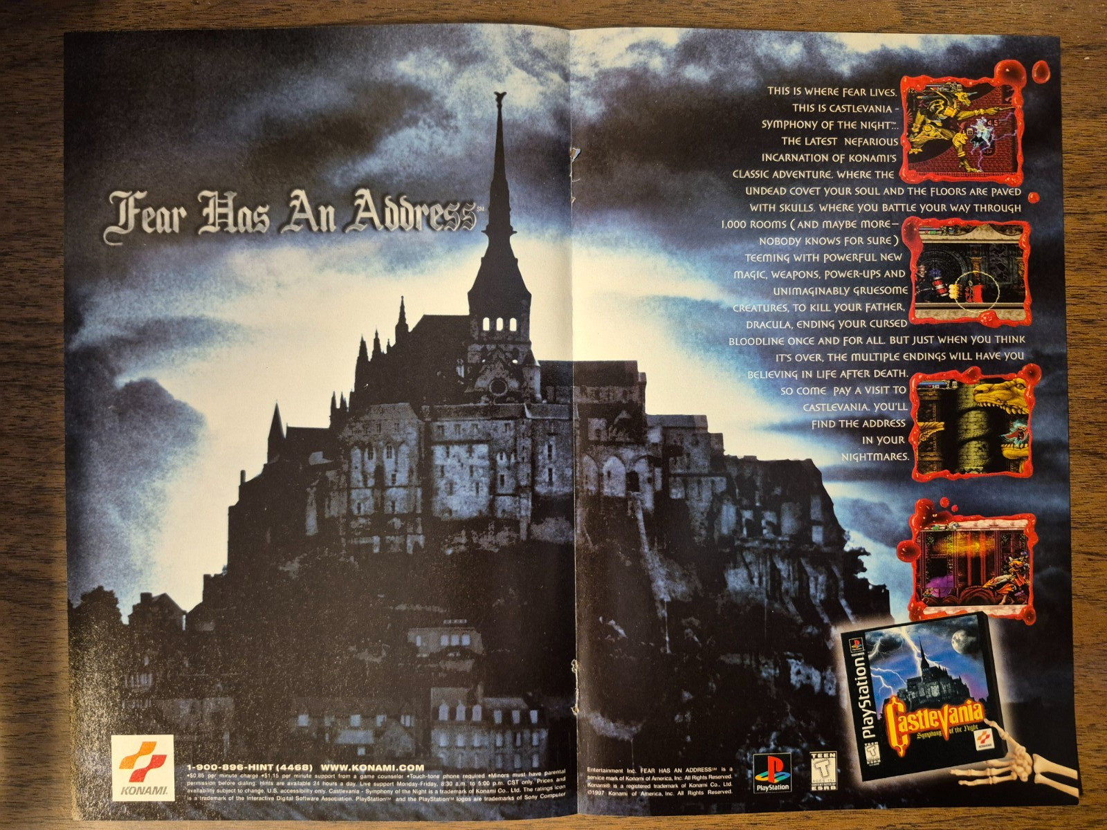 1997 CASTLEVANIA Symphony of the Night PS1 - Vintage Print Ad/Centerfold Poster