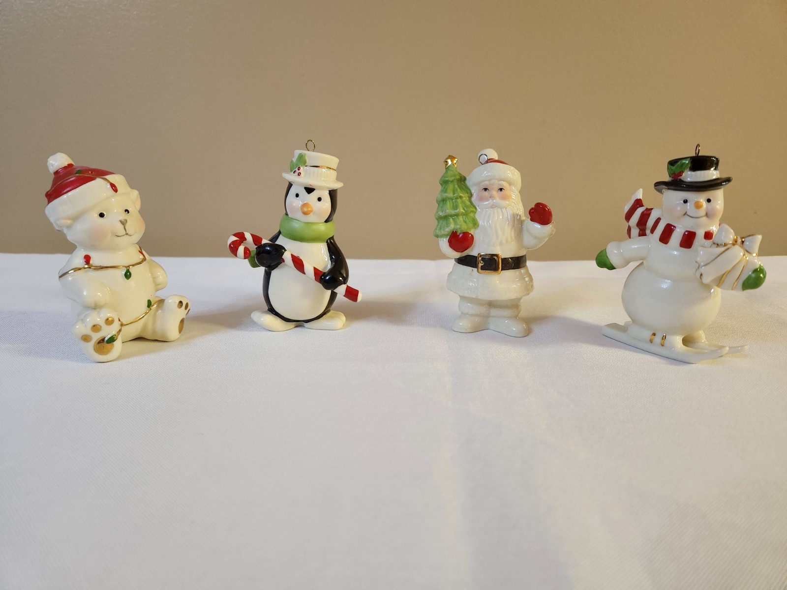 Lenox Very Merry Christmas Ornaments Set of 4 Penguin Snowman Bear Santa (READ) Lenox Very Merry Christmas Ornaments Set of 4 Penguin Snowman Bear Santa (READ)