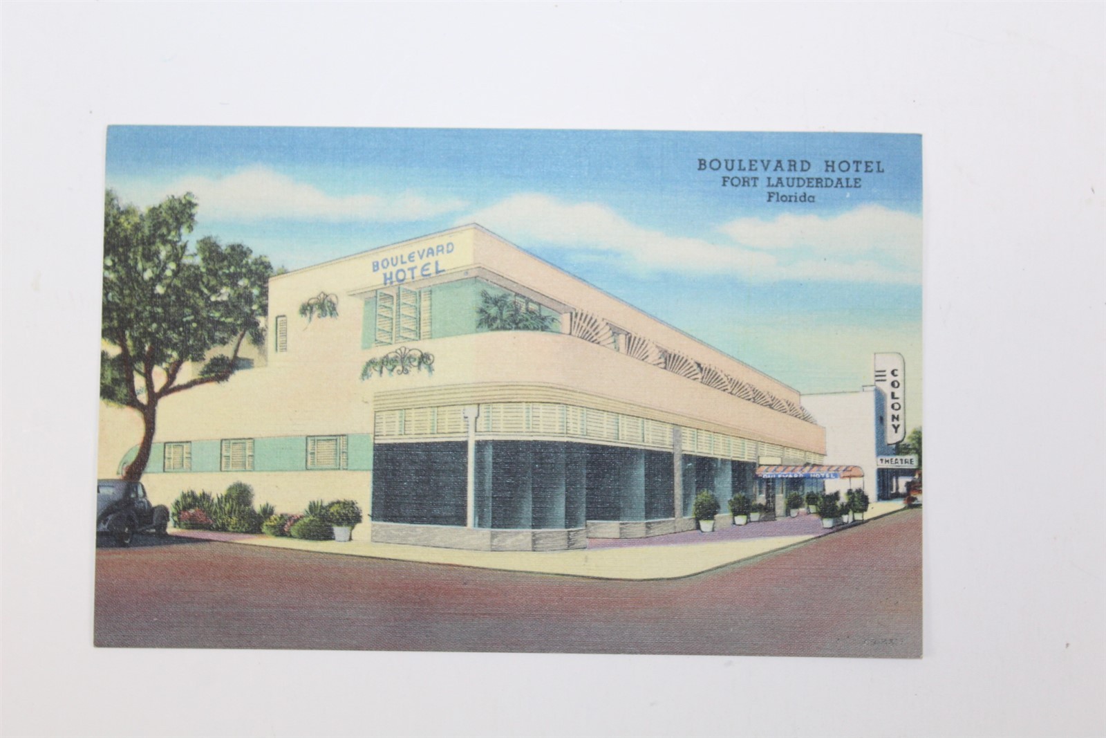  Satin Paper Postcard Boulevard Hotel Fort Lauderdale, FL Vintage Collectible