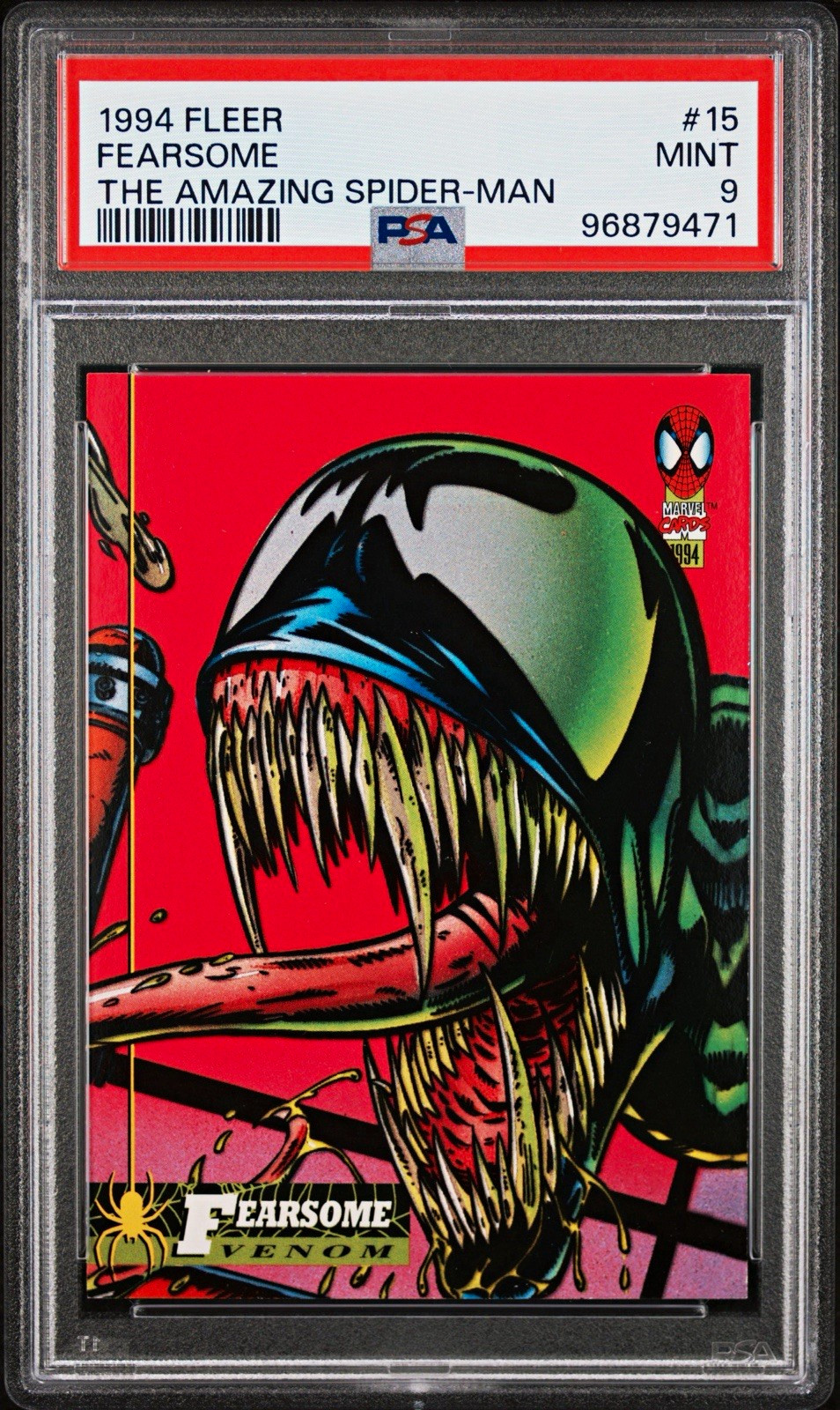 Fleer 1994 The Amazing Spider-Man Venom Fearsome #15 PSA 9 Cert 96879471