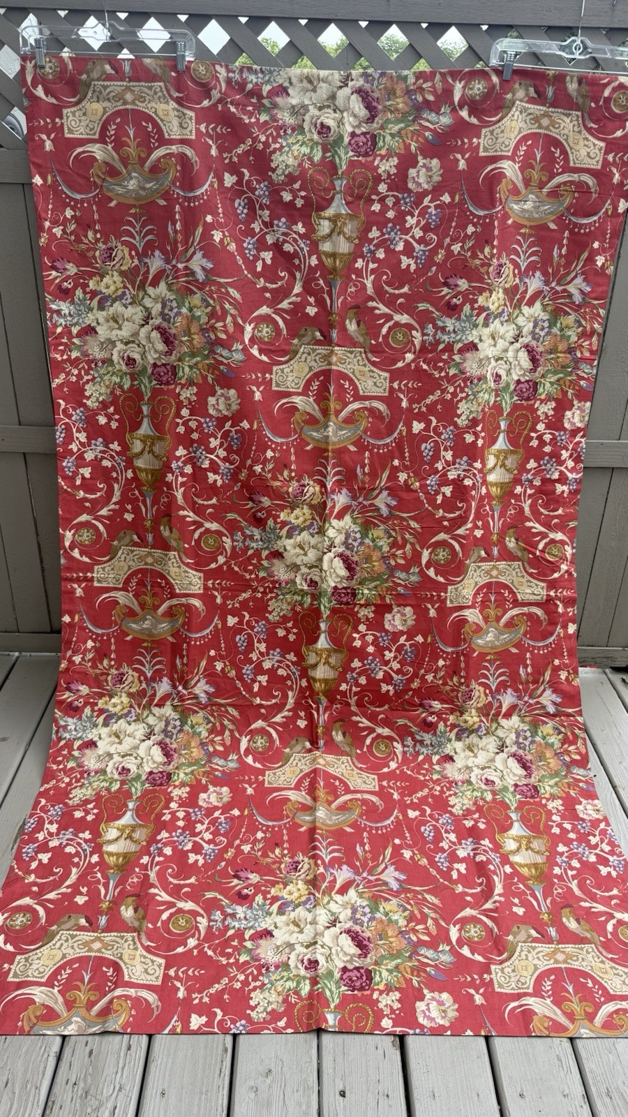 Vintage Cowtan & Tout Avignon Parc Fabric Red Floral Drapery Panel England 51x88
