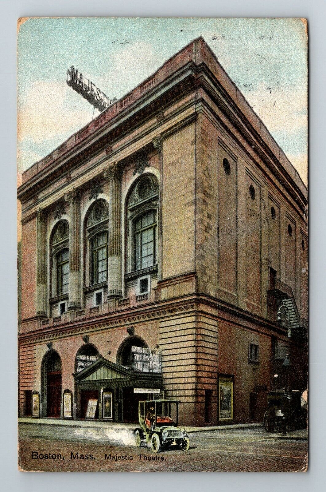 Boston MA-Massachusetts, Majestic Theatre, Automobile c1911 Vintage Postcard