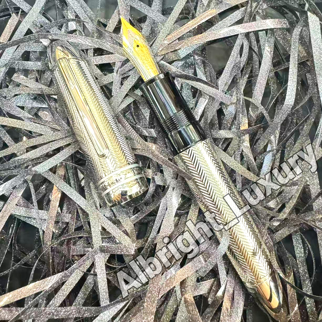 MONTBLANC Meisterstück 149 Pin Stripe Silver Fountain Pen Guilloche w/ Box MONTBLANC Meisterstück 149 Pin Stripe Silver Fountain Pen Guilloche w/ Box