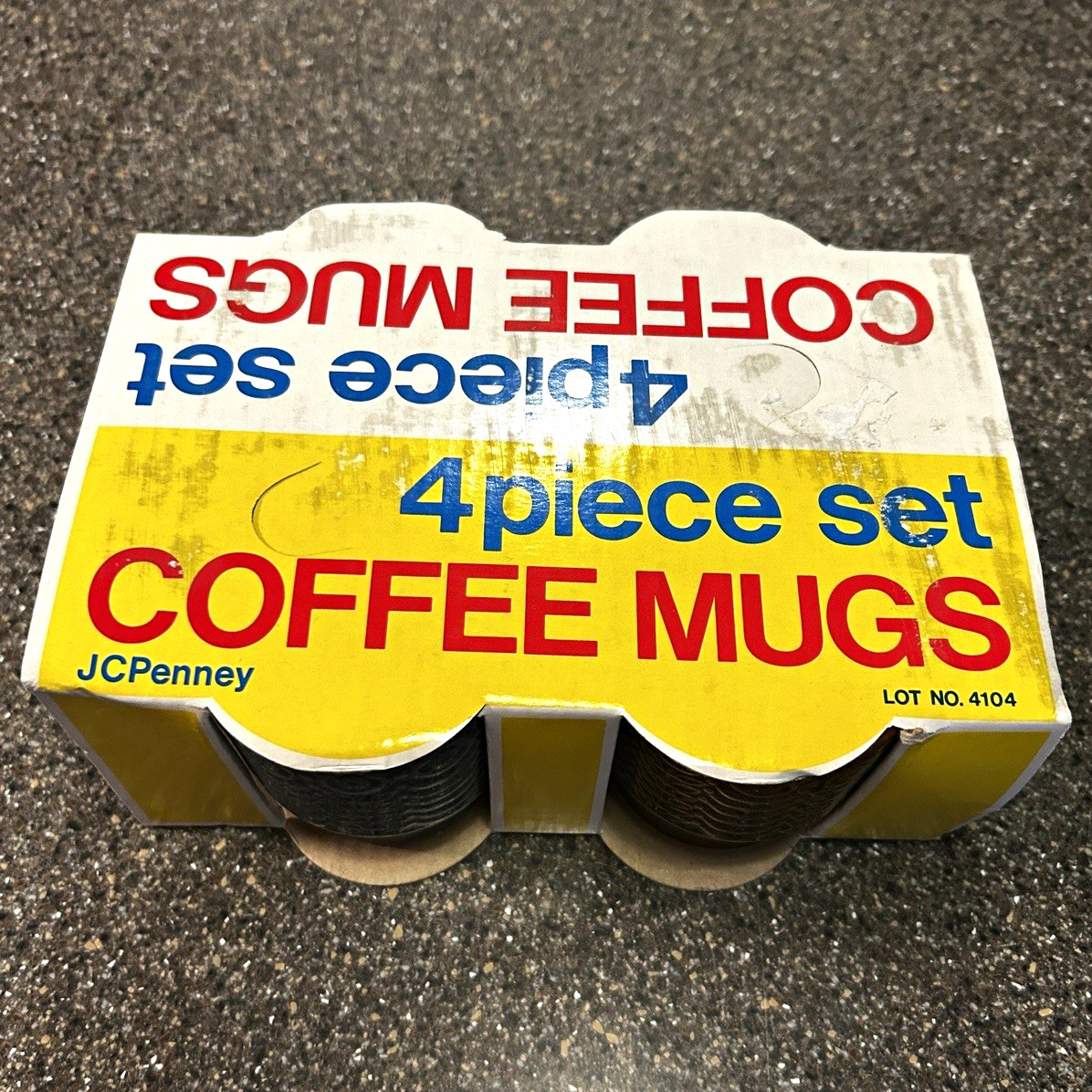 Vintage 70s JC Penney Coffee Mug Set 4pc Earthtones Retro Floral Original Box