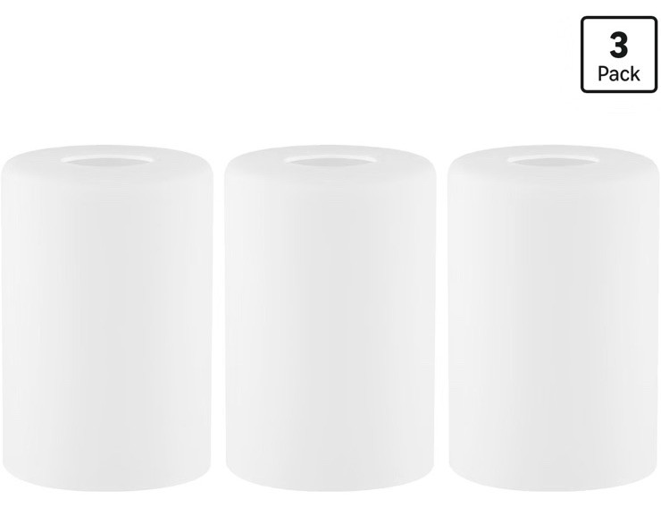 3 Pack Frosted Opal White Glass Lamp Shade, Lip-less Cylinder Glass Light