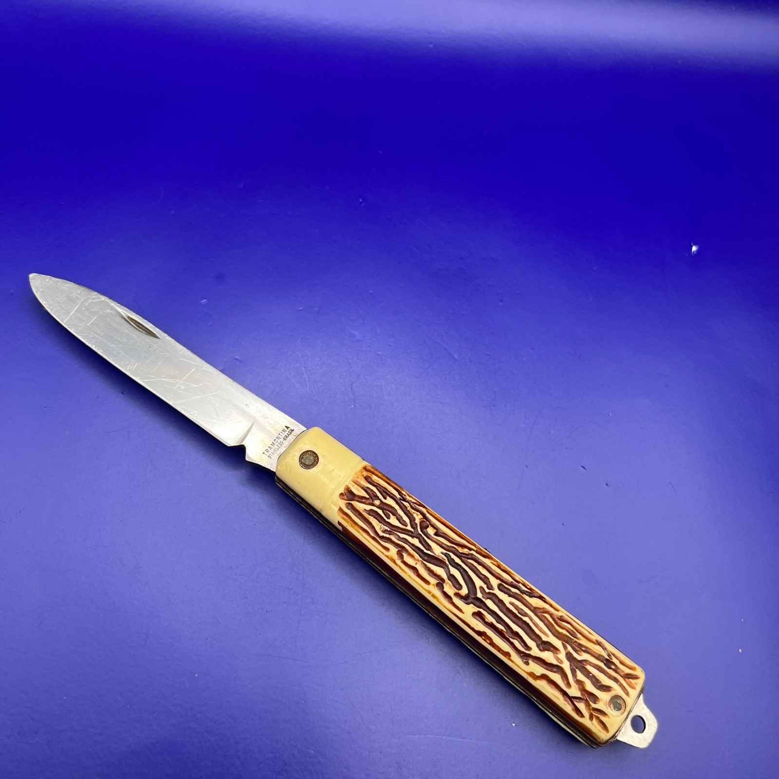 TRAMONTINA Brazil Stainless Steel Faux Antler Stag Pocket Knife