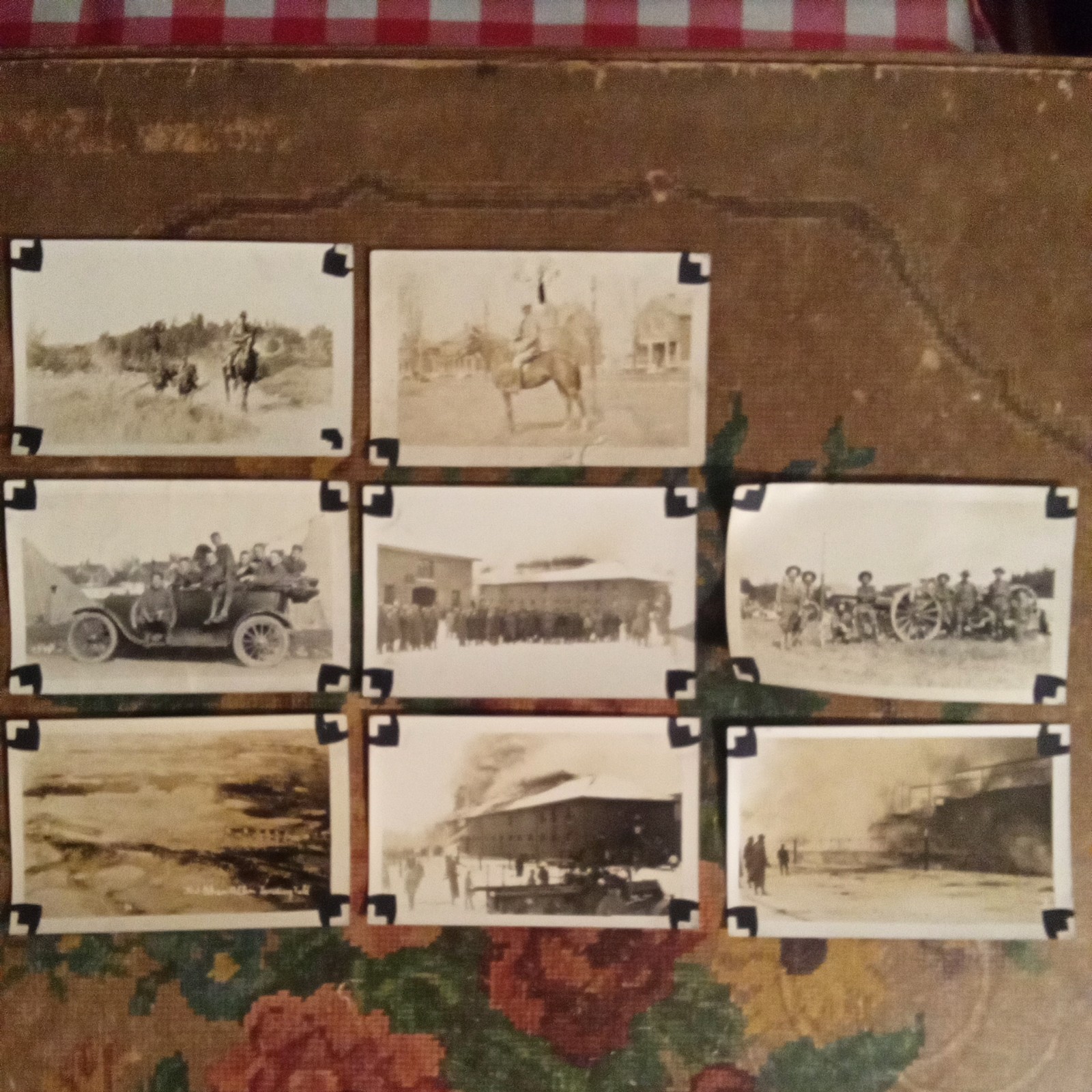 RPPC Fort Ethan Allen Photo Postcards Troops Ariel View Horse Fire Automobile