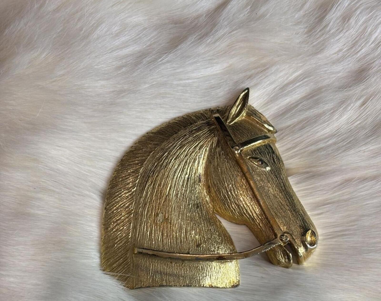 Vintage Gay Boyer Gold Tone Horse Head Brooch