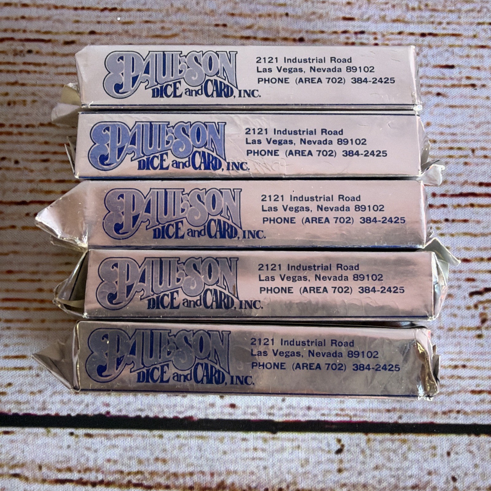Vintage Paul-Son Dice & Card Co Odie Lopps Nevada Club Dice Stick Set of 5 Red