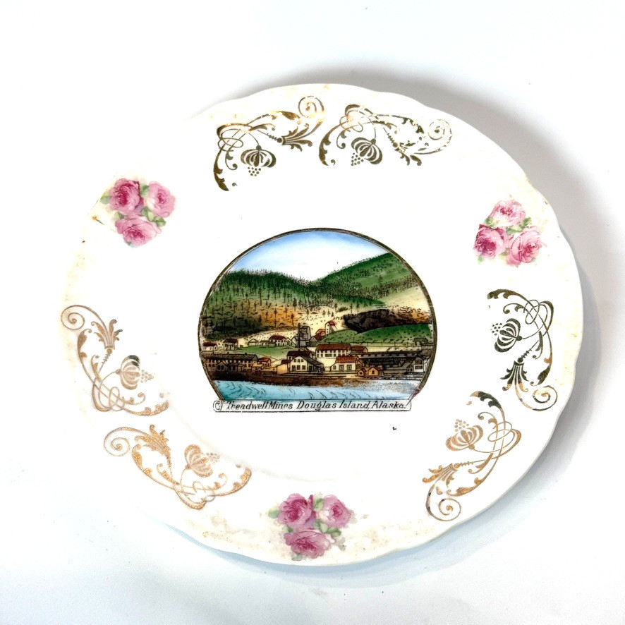 DOUGLAS ISLAND Mines AL ALASKA Antique Souvenir China TRINKET DISH PLATE