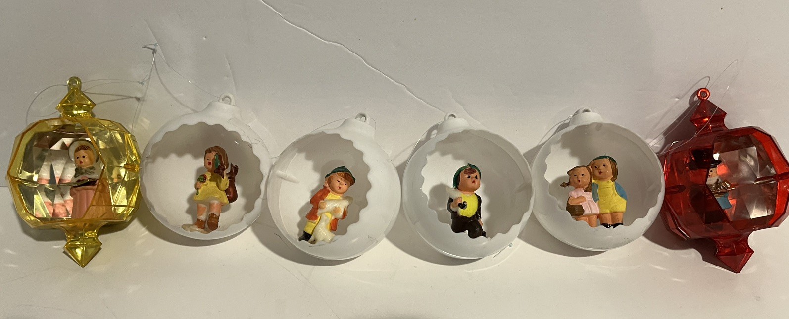 Vintage Jewel Brite Christmas Ornaments Diorama Lot Of 6