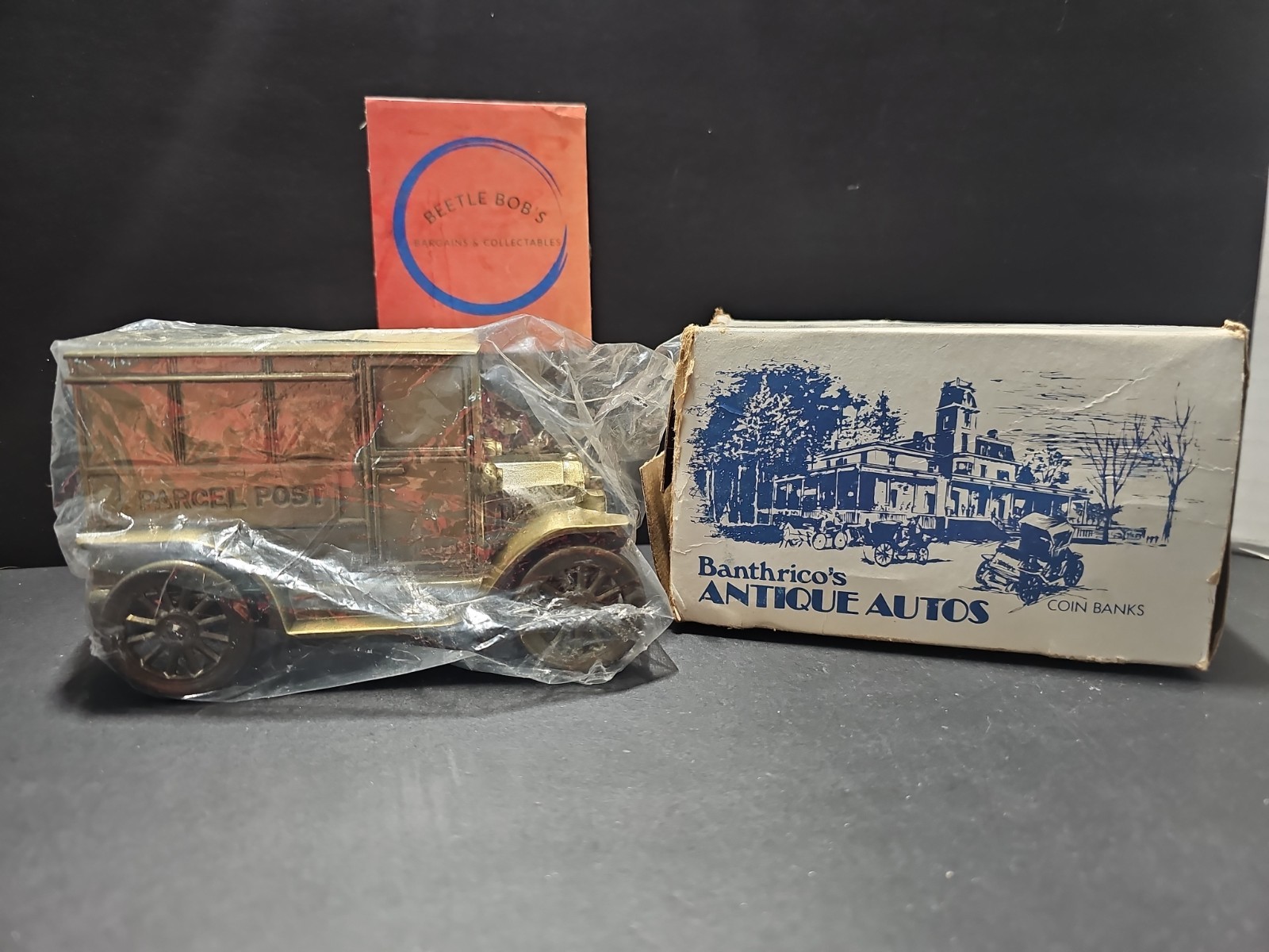 Vntg 1974 Banthrico's Antique Autos 1919 Parcel Post Mail Metal Coin Bank NIOB