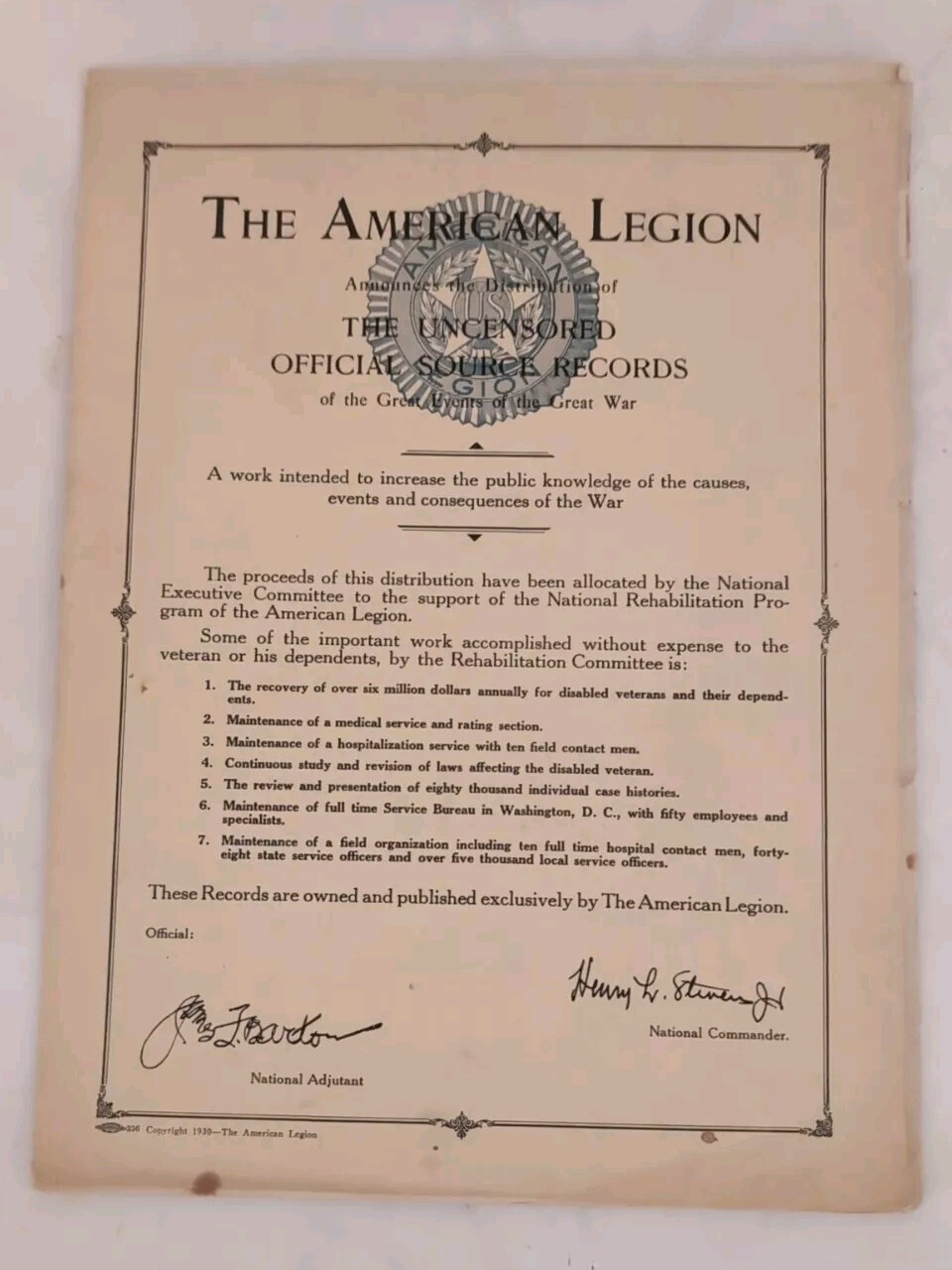 1930 AMERICAN LEGION \