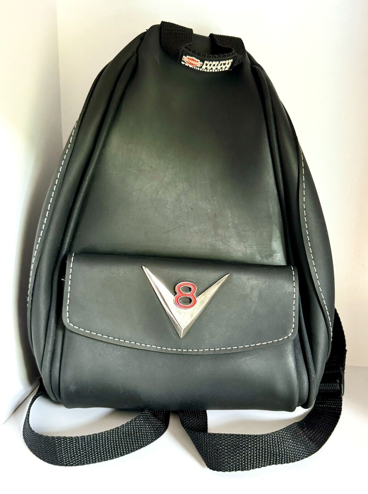 RARE Vintage Harley Davidson 12.5” Black Rubber Chrome Mini Backpack Purse Bag