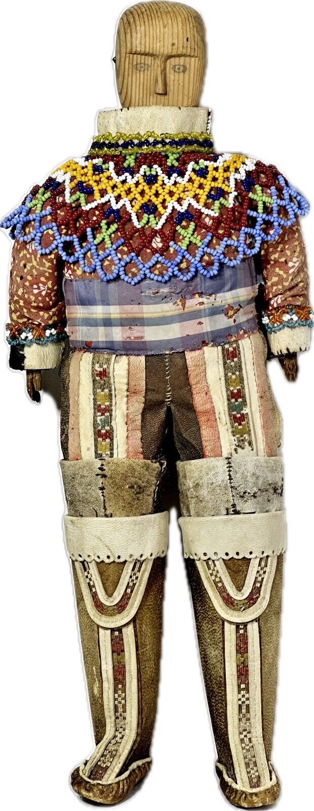 Antique Greenland Inuit Natural Fibers & Hide Handmade Standing Doll