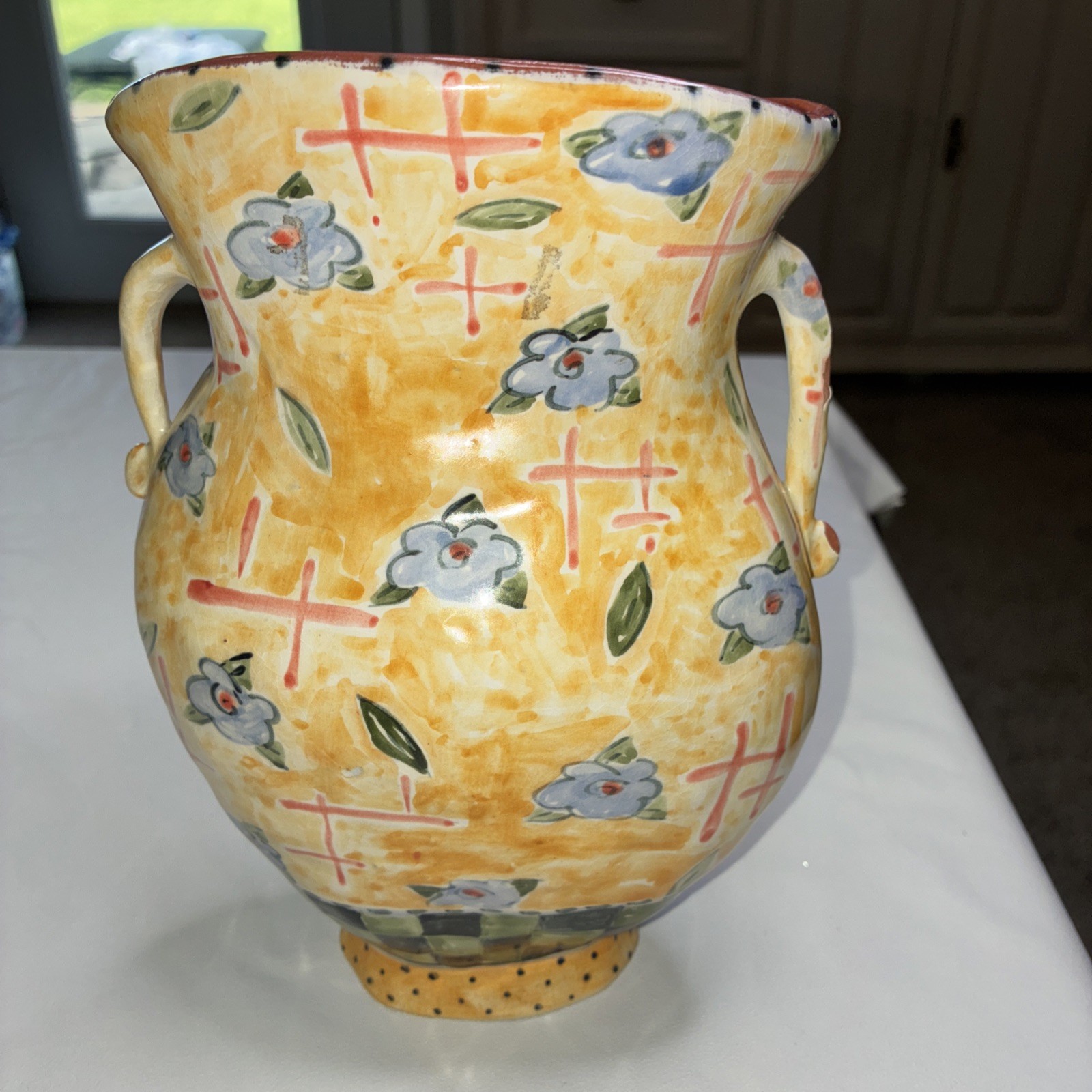 Terra-Cotta Vase NANCY GARDNER? Artist Signed - Chipped - Beautiful Piece GUC