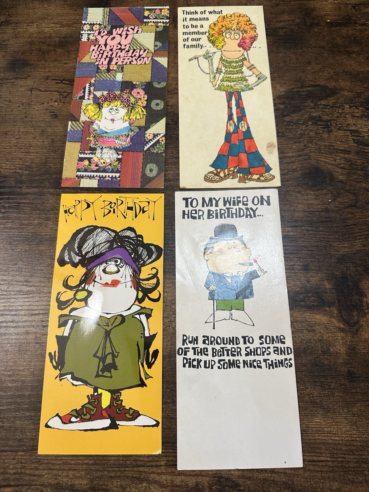 Vintage Humorous Birthday Greeting Cards Lot of 4 Hallmark Jesters Contemporary